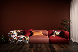 Modern sectional sofa with geometric patterned cushion
