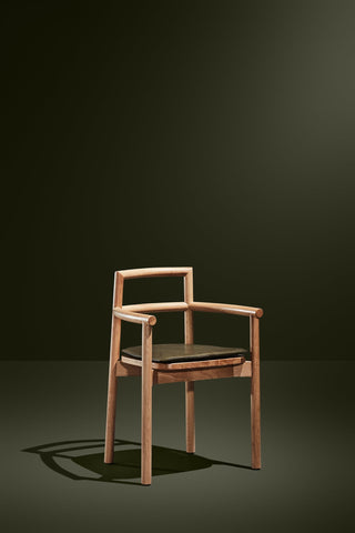 Didier chair, wood frame, dark green seat