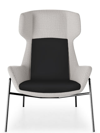 Modern chair with gray backrest and black seat on a white background