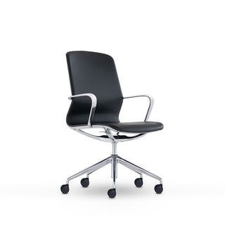 Black office chair with chrome base on a white background