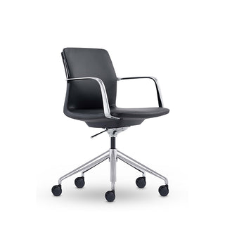 Black office chair with chrome base on a white background