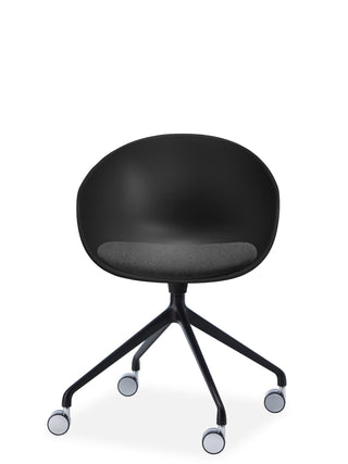 Advanta Ayla black castor chair, front view.