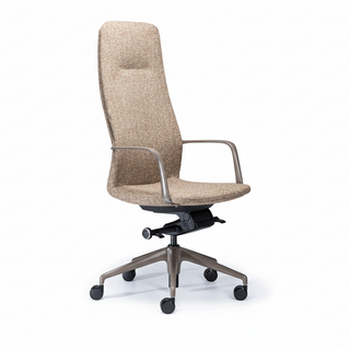 Beige office chair with high backrest on a white background