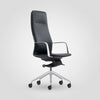 Black office chair with high backrest on a white background