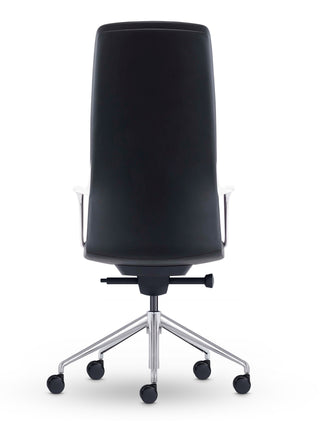 Million high back back with a chrome base on a white background