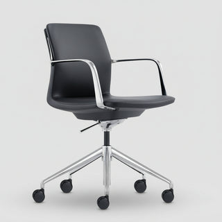 Million chair with chrome frame and wheels on a white background
