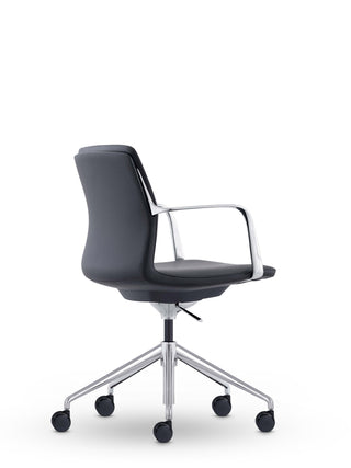 Million back angle chair with black seat and backrest on a white background