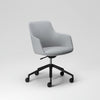 Gray office chair with black wheels on a white background