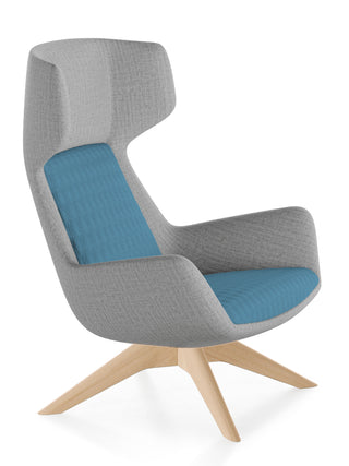 Modern chair with gray and blue design on a white background