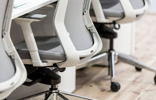 Advanta Aveya Task chair, white frame, grey mesh, aluminum base, insitu