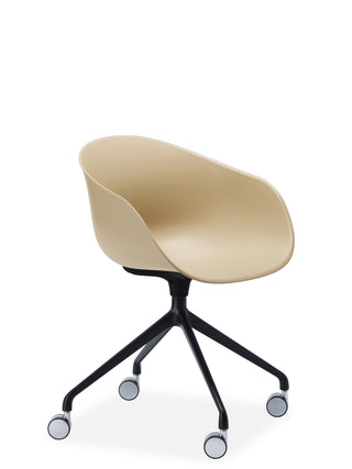 Ayla Beige chair with black swivel base on a white background