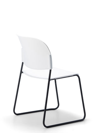 Advanta_Lumia-71 modern chair with white seat and black metal frame on a white background