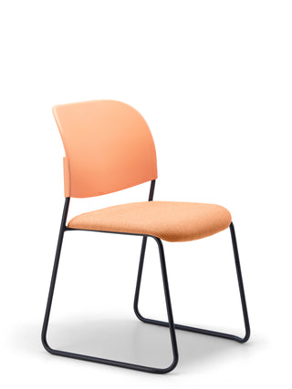 Advanta_Lumia-74 orange chair with black metal frame on a white background