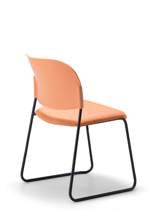 Advanta_Lumia-75 orange chair with black metal legs on a white background