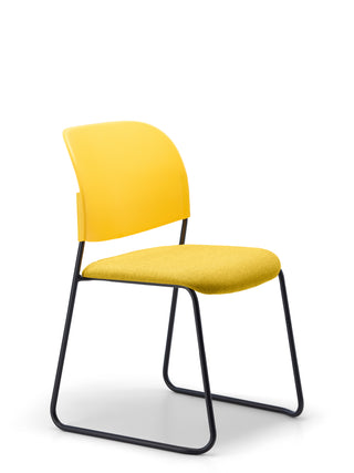 Advanta_Lumia-76 yellow chair with black metal frame on a white background