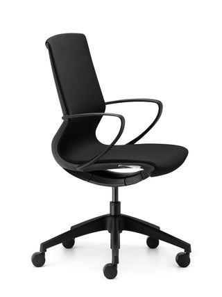 Black office chair with a modern design on a white background
