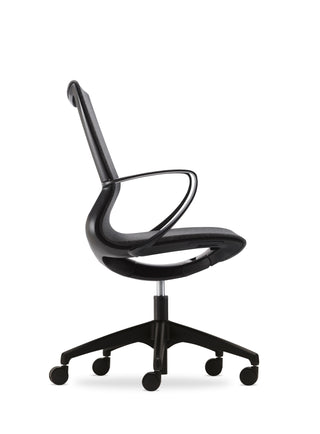 Modern black office chair on a white background