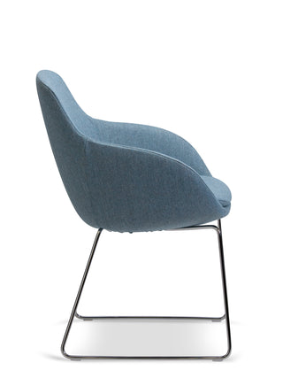Blue chair with a metal frame on a white background
