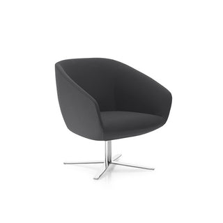 Modern black armchair with a metal base on a white background