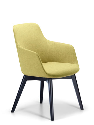 Yellow chair with black legs on a white background
