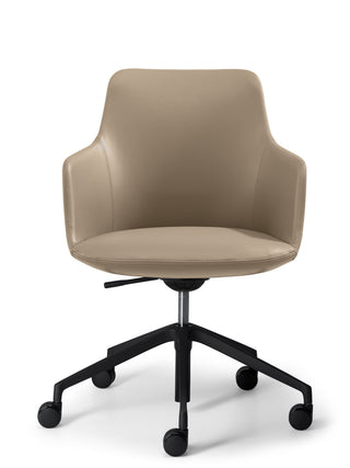Stone office chair with black wheels on a white background