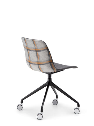 Nu Soul back angle chair with plaid patterned backrest on a white background