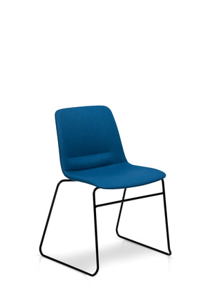 Nu Soul blue chair with black metal legs on a white background