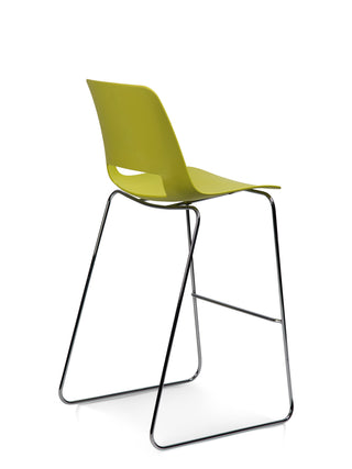 Nu Soul angle green stool with metal legs on a white background