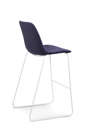 Angle Nu Soul blue chair with white metal legs on a white background
