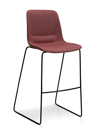 Nu Soul stool with a maroon seat and black metal legs on a white background