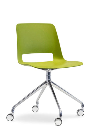 Advanta Unica PP green swivel chair, front angle view