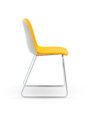 Nu Soul chair with yellow seat and white backrest on a white background