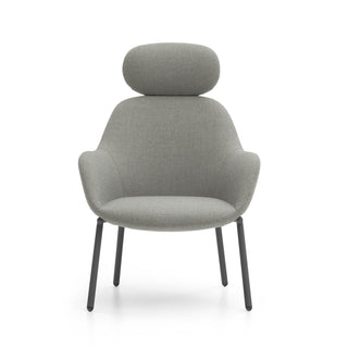 Gray armchair with a headrest on a white background