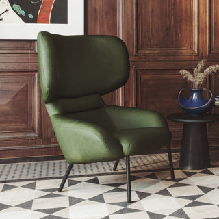 Green wingback chair for apparel