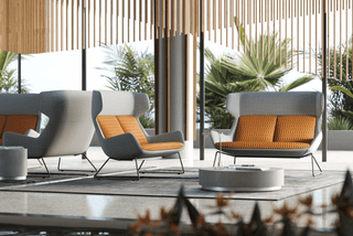 Aquila 2-Seater Lounge Highback with Orange Cushions
