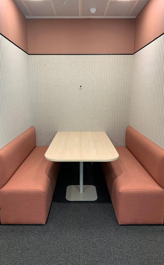 Fully upholstered banquet seating booth