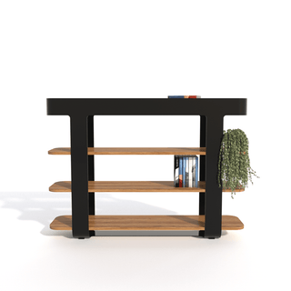 Bastien large shelf with books and plants, front view