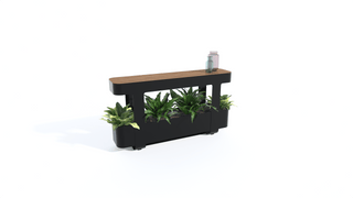 Bastien planter island with plants and wood top