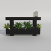 Plant stand with green plants on a gray background