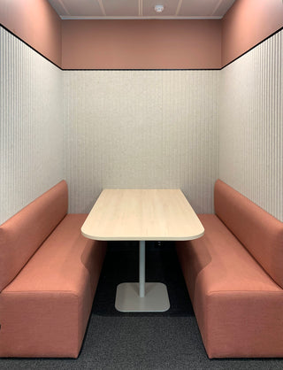 Booth seating with D-end table in office space