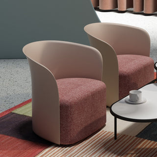 Modern armchairs with red patterned seats