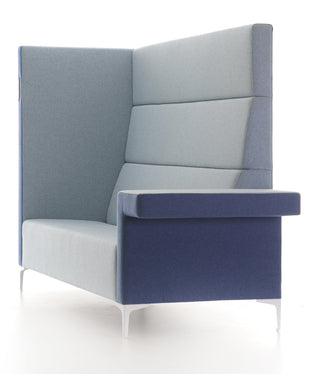Modern high-back office sofa with integrated armrest.