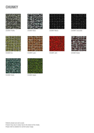 Chunky fabric swatches in various colors
