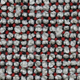 Chunky Beats fabric texture in gray, red, and black.