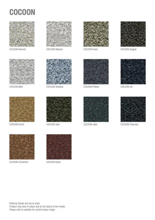 Cocoon carpet color swatches - Cocoon Specification 1