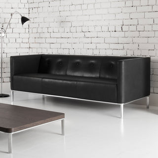 Black leather connected sofa