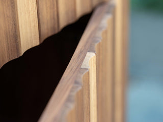 Detail of wooden scalloped edge design