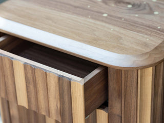 Wooden nightstand with open drawer, DSCF0040 edit