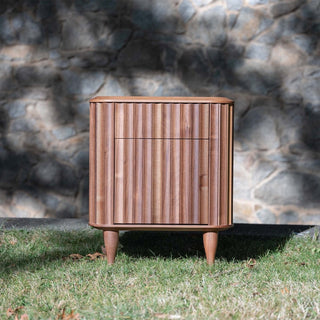 Edited wooden cabinet with ribbed front