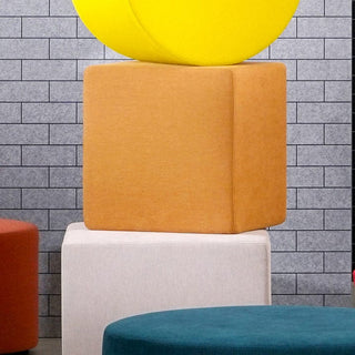Cube ottoman with yellow, orange, and white seating.
